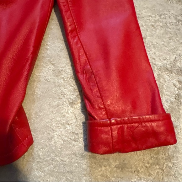 Vintage Red Genuine Leather Zip Front Made in Italy Jacket Size Medium - Picture 5 of 9